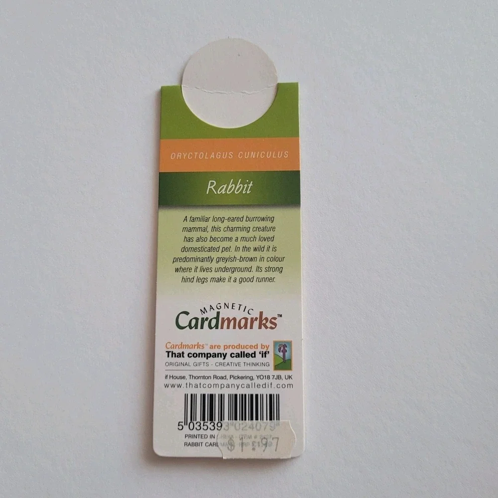 Cardmarks Bunny Rabbit Wild Animals Magnetic Magnet UK Company If #2407, Y2k 00s